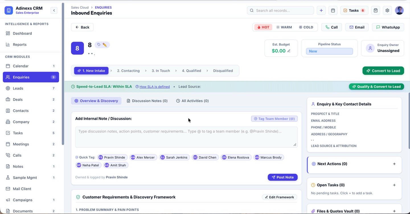 Inbound Enquiries & Speed-to-Lead SLA